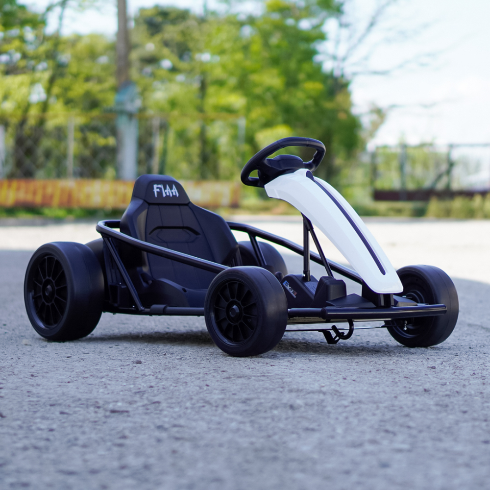Electric ride-on kart for kids, 500W, 24V, soft wheels, drift function, white [2]