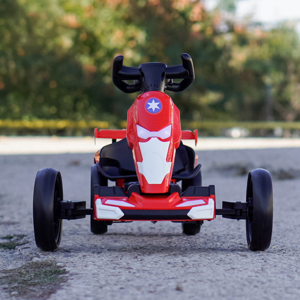 Go Kart pentru copii, 70W 12V, cu roti moi si telecomanda inclusa, rosu [2]