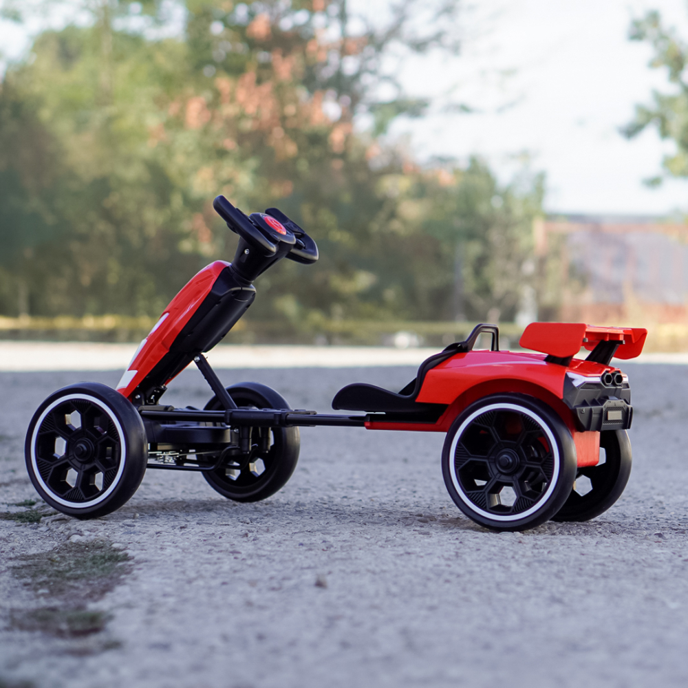 Go Kart pentru copii, 70W 12V, cu roti moi si telecomanda inclusa, rosu [5]