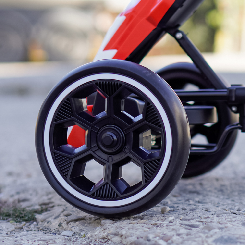 Go Kart pentru copii, 70W 12V, cu roti moi si telecomanda inclusa, rosu [8]