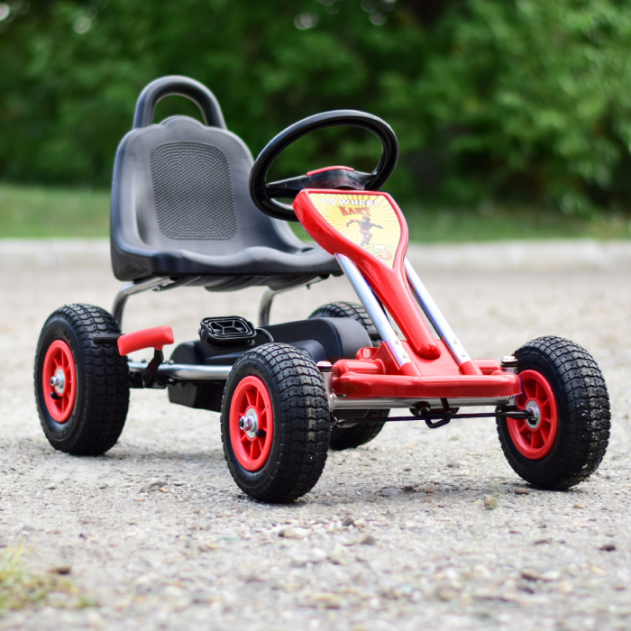 Kart cu pedale A-05-1, pentru copii 3-8 ani, cu roti gonflabile, rosu [3]
