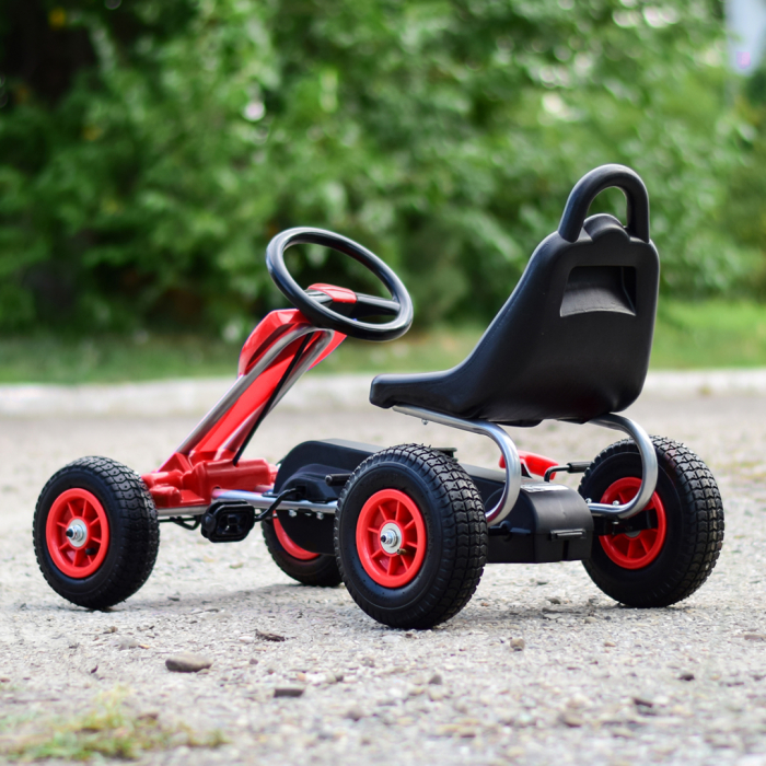 Kart cu pedale A-05-1, pentru copii 3-8 ani, cu roti gonflabile, rosu [6]
