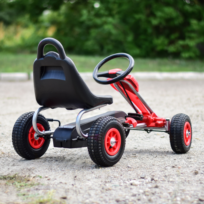 Kart cu pedale A-05-1, pentru copii 3-8 ani, cu roti gonflabile, rosu [7]
