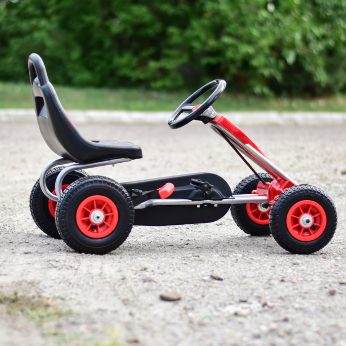 Kart cu pedale A-05-1, pentru copii 3-8 ani, cu roti gonflabile, rosu [8]