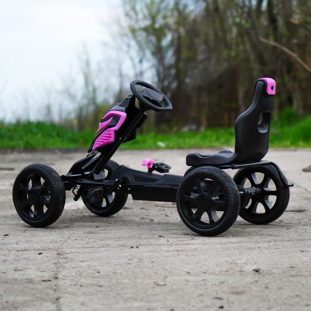 Ride on kart with pedals for children 5-10 years, Thunder, EVA wheels, pink [5]