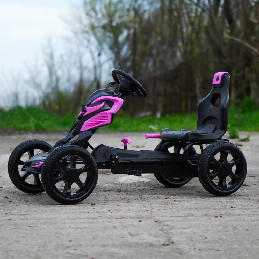Ride on kart with pedals for children 5-10 years, Thunder, EVA wheels, pink [4]