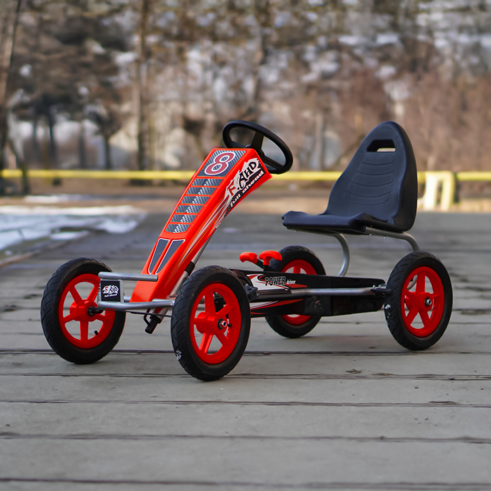 Kart cu pedale, pentru copii 6-15 ani, F8-1, roti Gonflabile 10 inch, rosu [3]