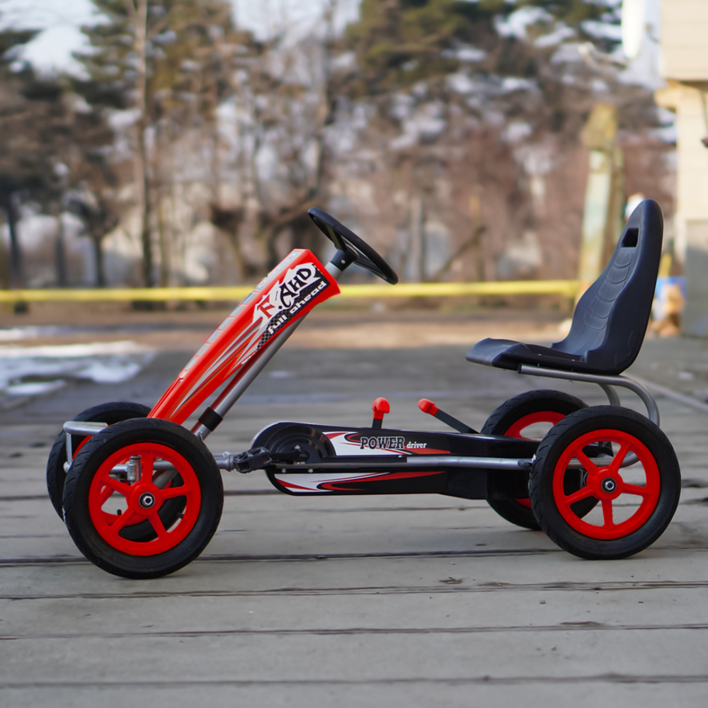 Kart cu pedale, pentru copii 6-15 ani, F8-1, roti Gonflabile 10 inch, rosu [5]