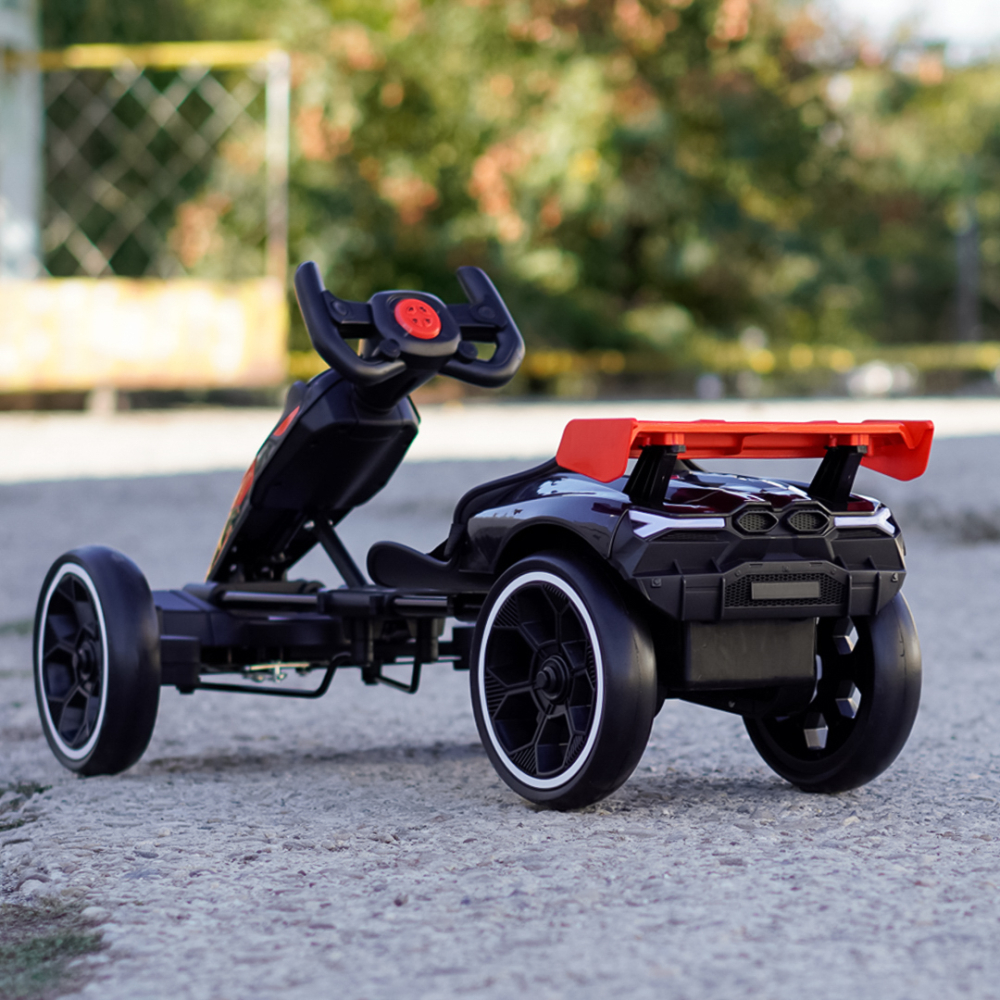 Kart electric, pentru copii 3-7 ani, 70W, 12V, cu roti moi si telecomanda inclusa, negru [9]