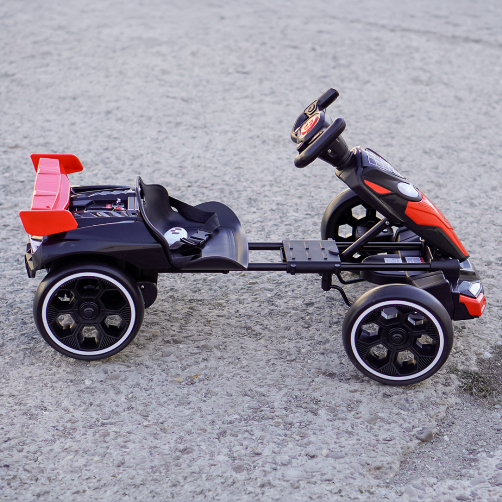Kart electric, pentru copii 3-7 ani, 70W, 12V, cu roti moi si telecomanda inclusa, negru [12]