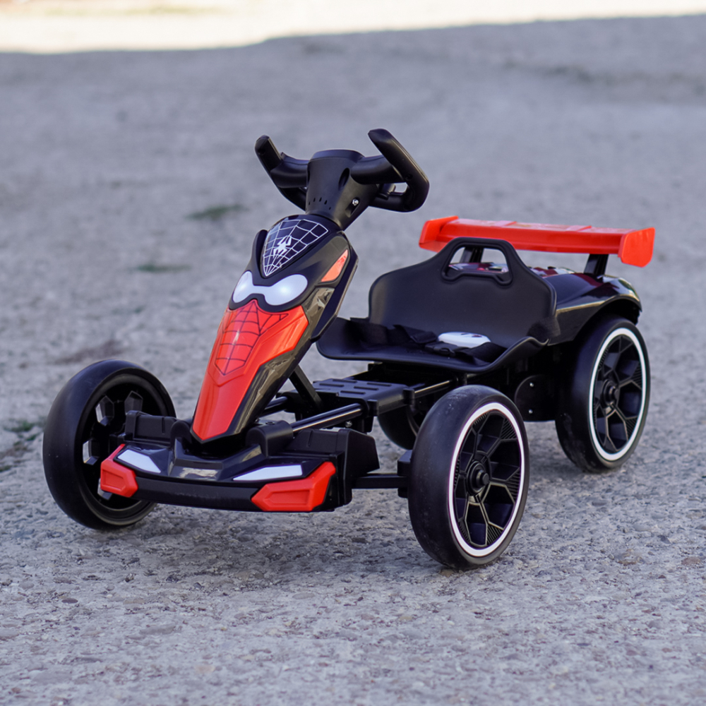 Kart electric, pentru copii 3-7 ani, 70W, 12V, cu roti moi si telecomanda inclusa, negru [11]