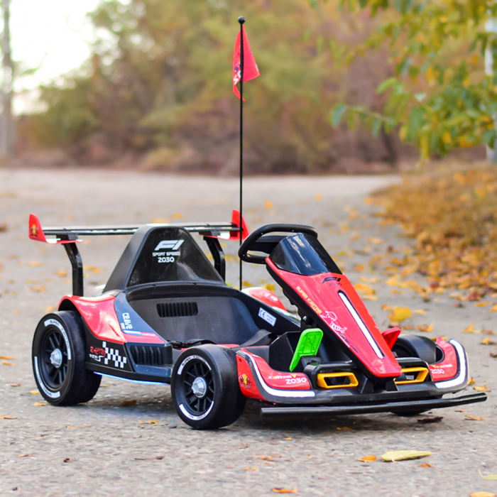 Kart electric pentru copii intre 3 si 11 ani, Racing F1, 500W, 24V, telecomanda inclusa, rosu [9]