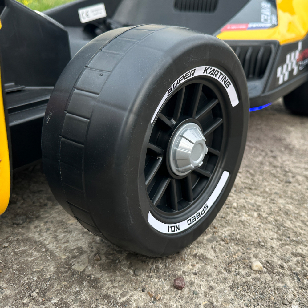 Kart electric pentru copii intre 3 si 11 ani, Racing F1, 90W, 12V, telecomanda inclusa, galben [14]