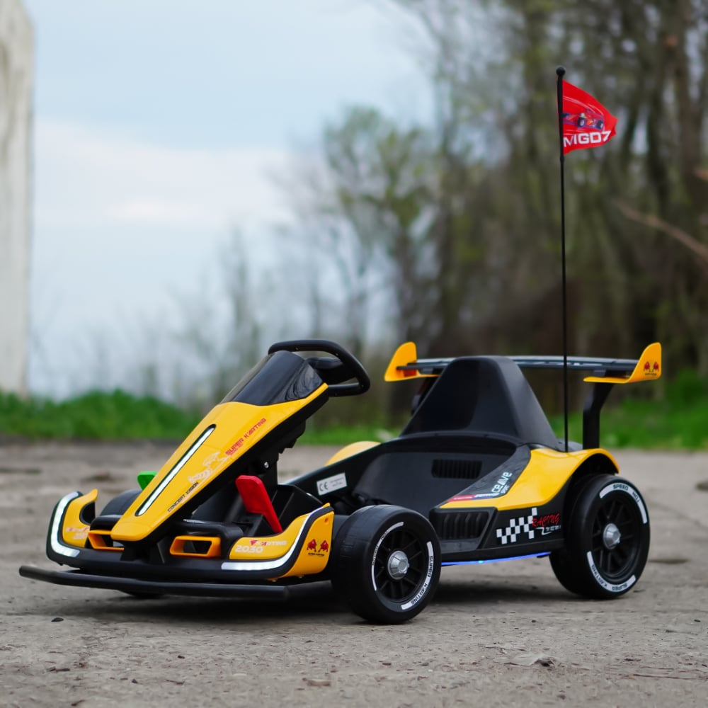 Kart electric pentru copii intre 3 si 11 ani, Racing F1, 90W, 12V, telecomanda inclusa, galben [9]