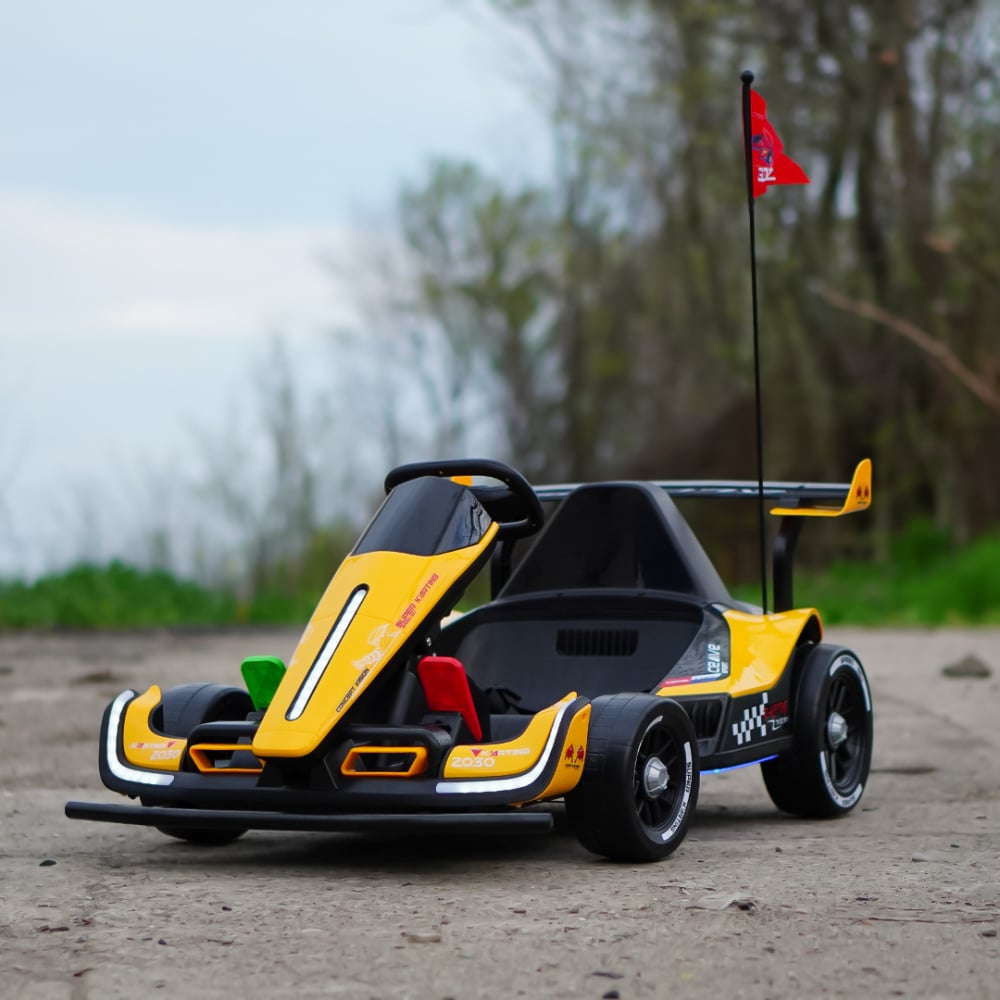 Kart electric pentru copii intre 3 si 11 ani, Racing F1, 90W, 12V, telecomanda inclusa, galben [2]