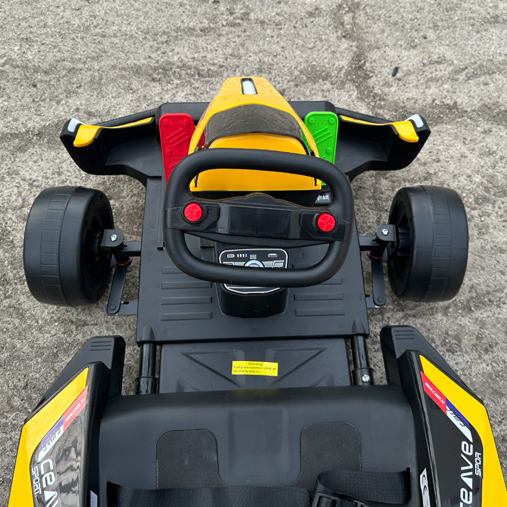 Kart electric pentru copii intre 3 si 11 ani, Racing F1, 90W, 12V, telecomanda inclusa, galben [12]