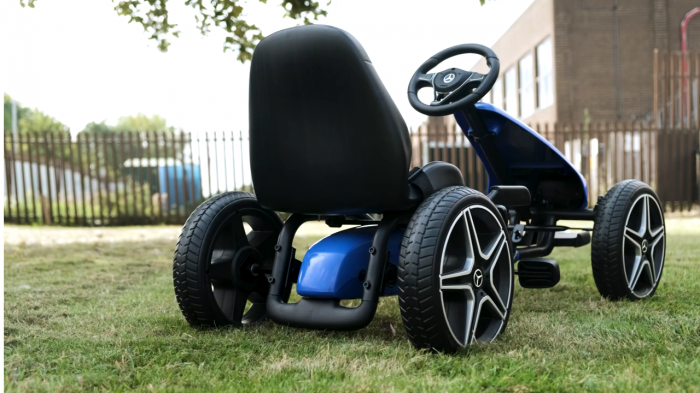GO Kart cu pedale de la Mercedes, roti cauciuc solid, scaun reglabil, centura de siguranta, albastru [4]