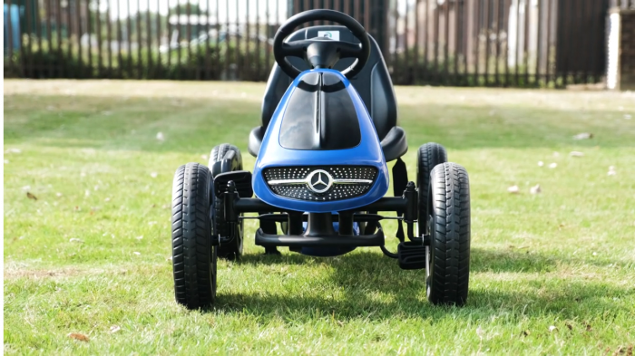 GO Kart cu pedale de la Mercedes, roti cauciuc solid, scaun reglabil, centura de siguranta, albastru [3]