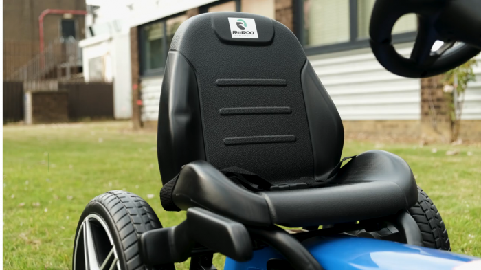GO Kart cu pedale de la Mercedes, roti cauciuc solid, scaun reglabil, centura de siguranta, albastru [13]