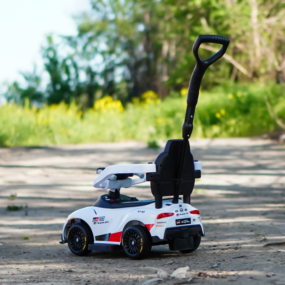 3-in-1 Ride-On Car with Handle for Kids, Toyota GR Supra GT4, 30W, 6V, White [8]