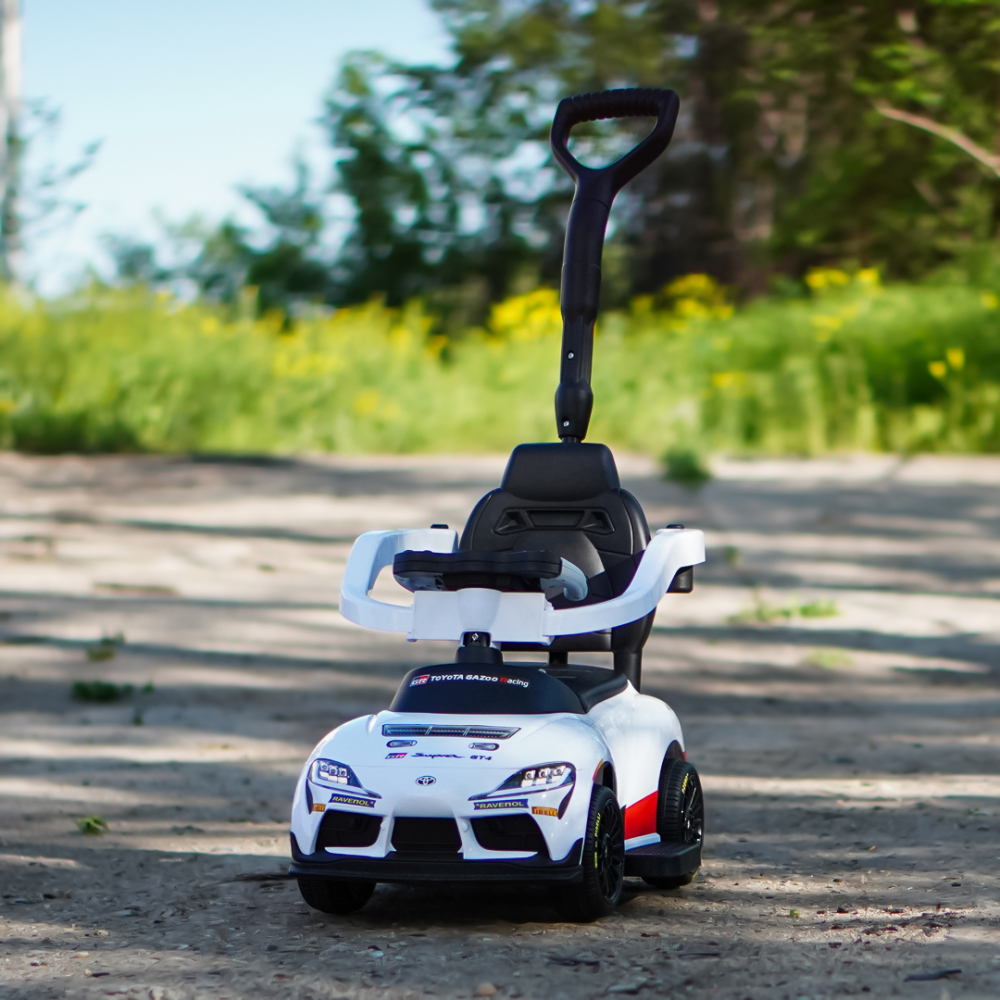 3-in-1 Ride-On Car with Handle for Kids, Toyota GR Supra GT4, 30W, 6V, White [11]