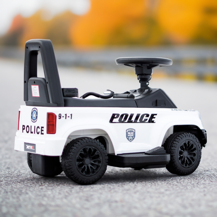 Masinuta de politie copii, Police 30W 6V, cu megafon si music player, alba [5]