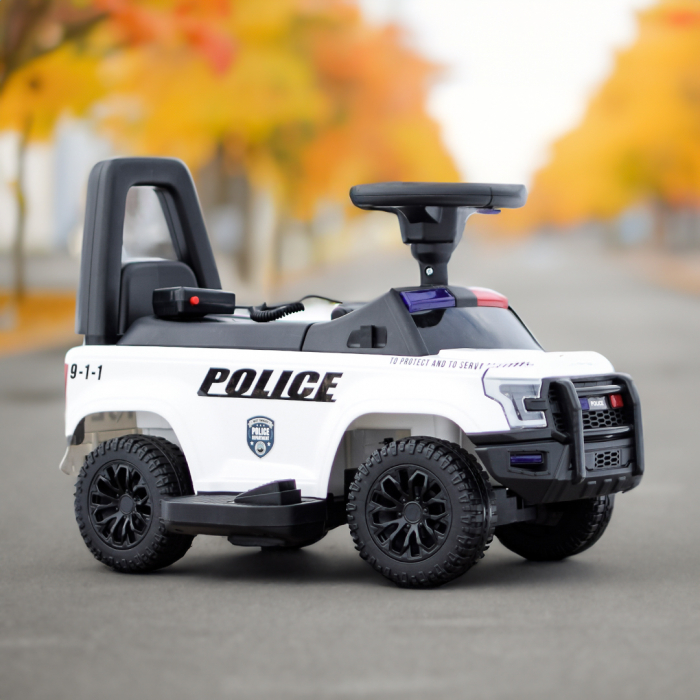 Masinuta de politie copii, Police 30W 6V, cu megafon si music player, alba [3]