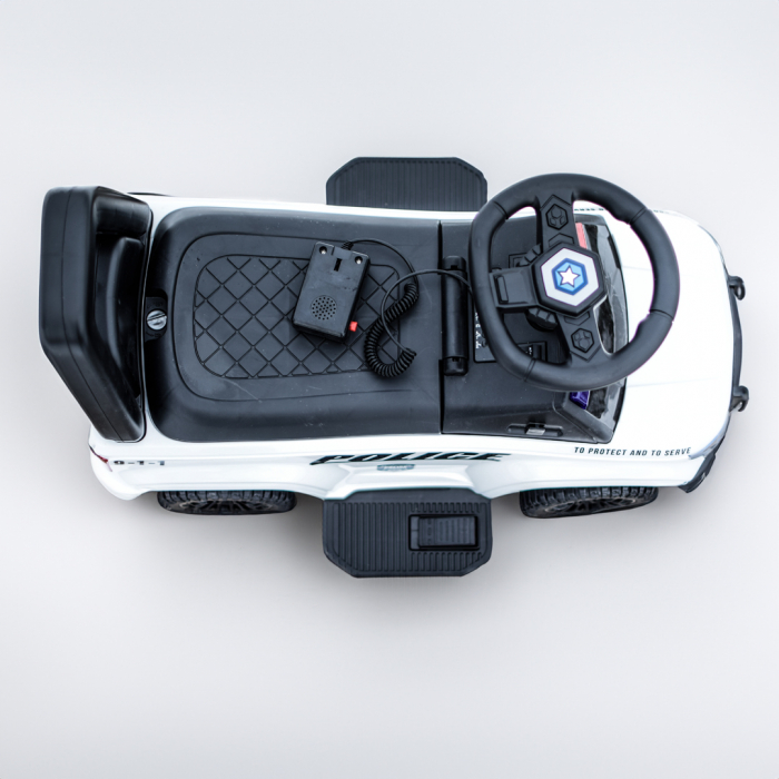 Masinuta de politie copii, Police 30W 6V, cu megafon si music player, alba [16]