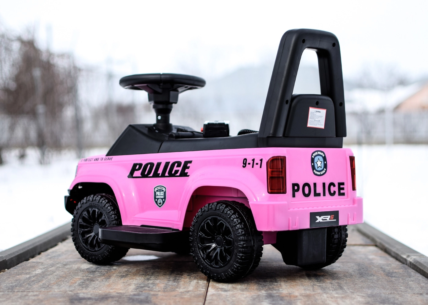 Masinuta de politie copii, Police 30W 6V, cu megafon si music player, culoare roz [11]