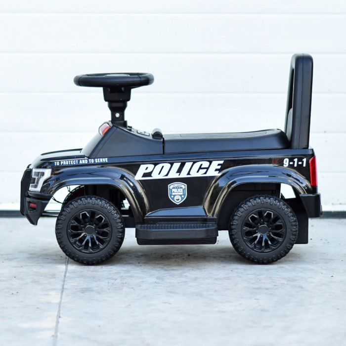 Children's ride on police car, 30W 6V, with megaphone and music player, black [5]