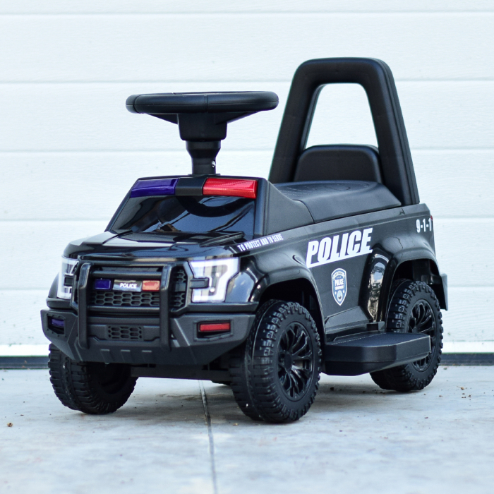 Children's ride on police car, 30W 6V, with megaphone and music player, black [4]