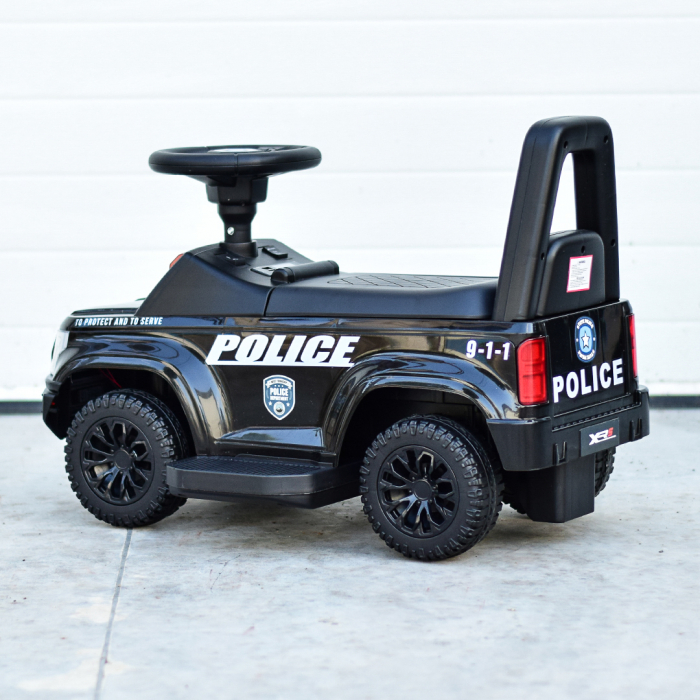Children's ride on police car, 30W 6V, with megaphone and music player, black [6]