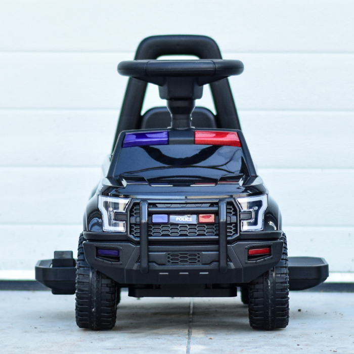 Children's ride on police car, 30W 6V, with megaphone and music player, black [3]