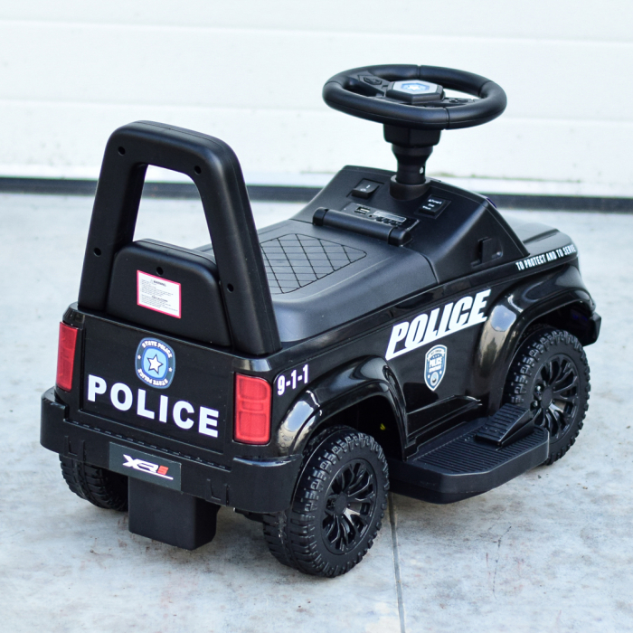 Children's ride on police car, 30W 6V, with megaphone and music player, black [7]