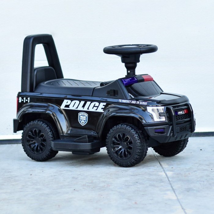 Children's ride on police car, 30W 6V, with megaphone and music player, black [2]