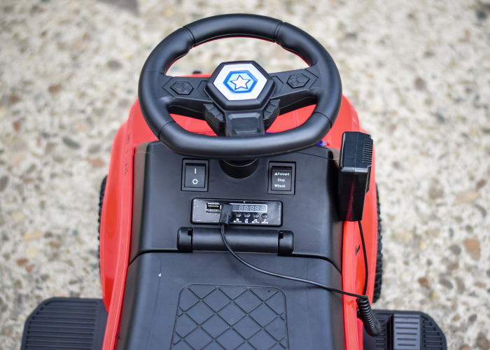 Children's ride on police car, 30W 6V, with megaphone and music player, red [12]