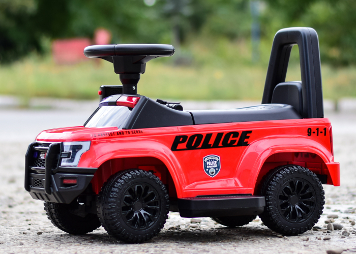 Children's ride on police car, 30W 6V, with megaphone and music player, red [7]