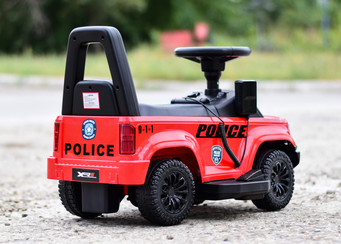 Children's ride on police car, 30W 6V, with megaphone and music player, red [5]
