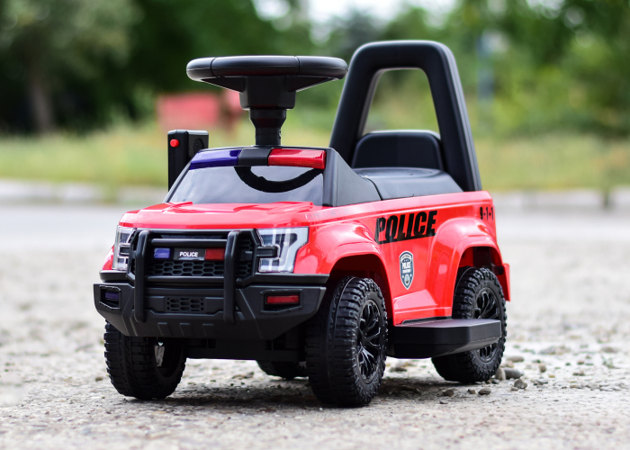 Children's ride on police car, 30W 6V, with megaphone and music player, red [8]