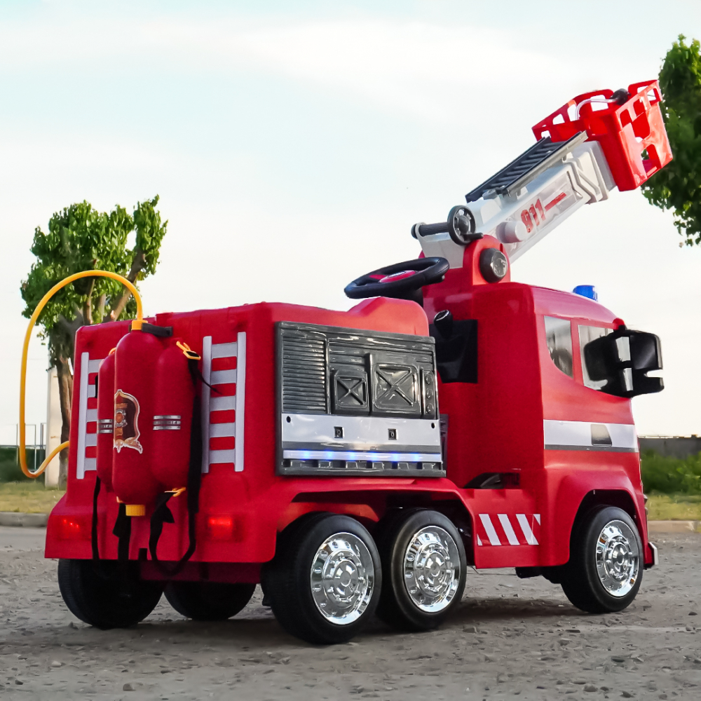 Electric ride-on Fire-Truck for children, remote control included, 140W, 12V battery, bluetooth, red [7]