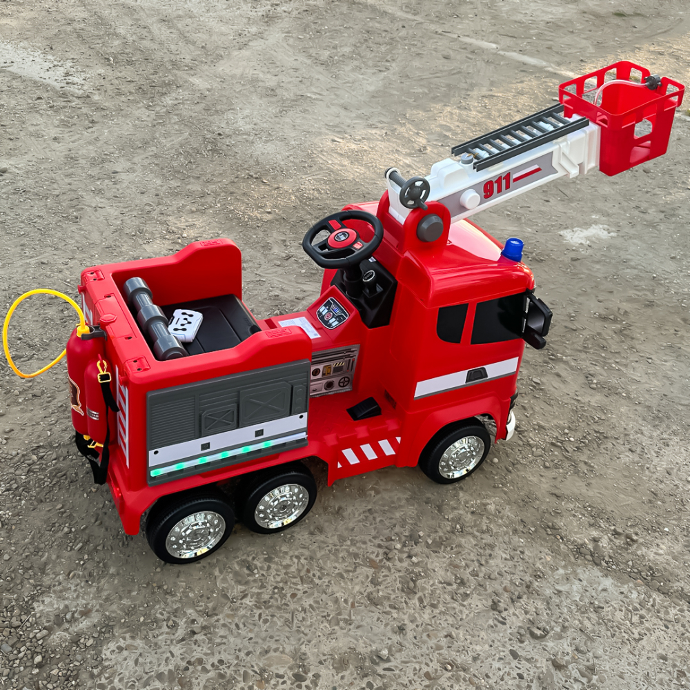 Electric ride-on Fire-Truck for children, remote control included, 140W, 12V battery, bluetooth, red [9]