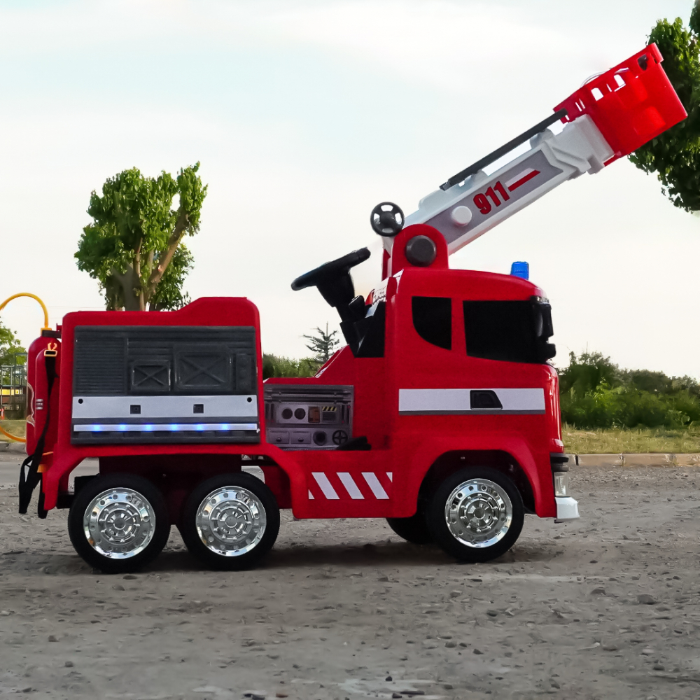 Electric ride-on Fire-Truck for children, remote control included, 140W, 12V battery, bluetooth, red [6]