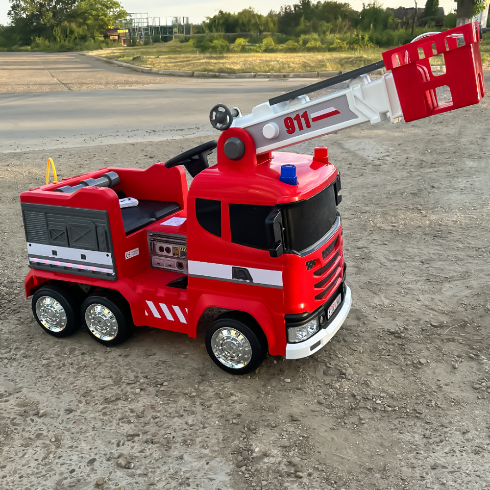 Electric ride-on Fire-Truck for children, remote control included, 140W, 12V battery, bluetooth, red [8]