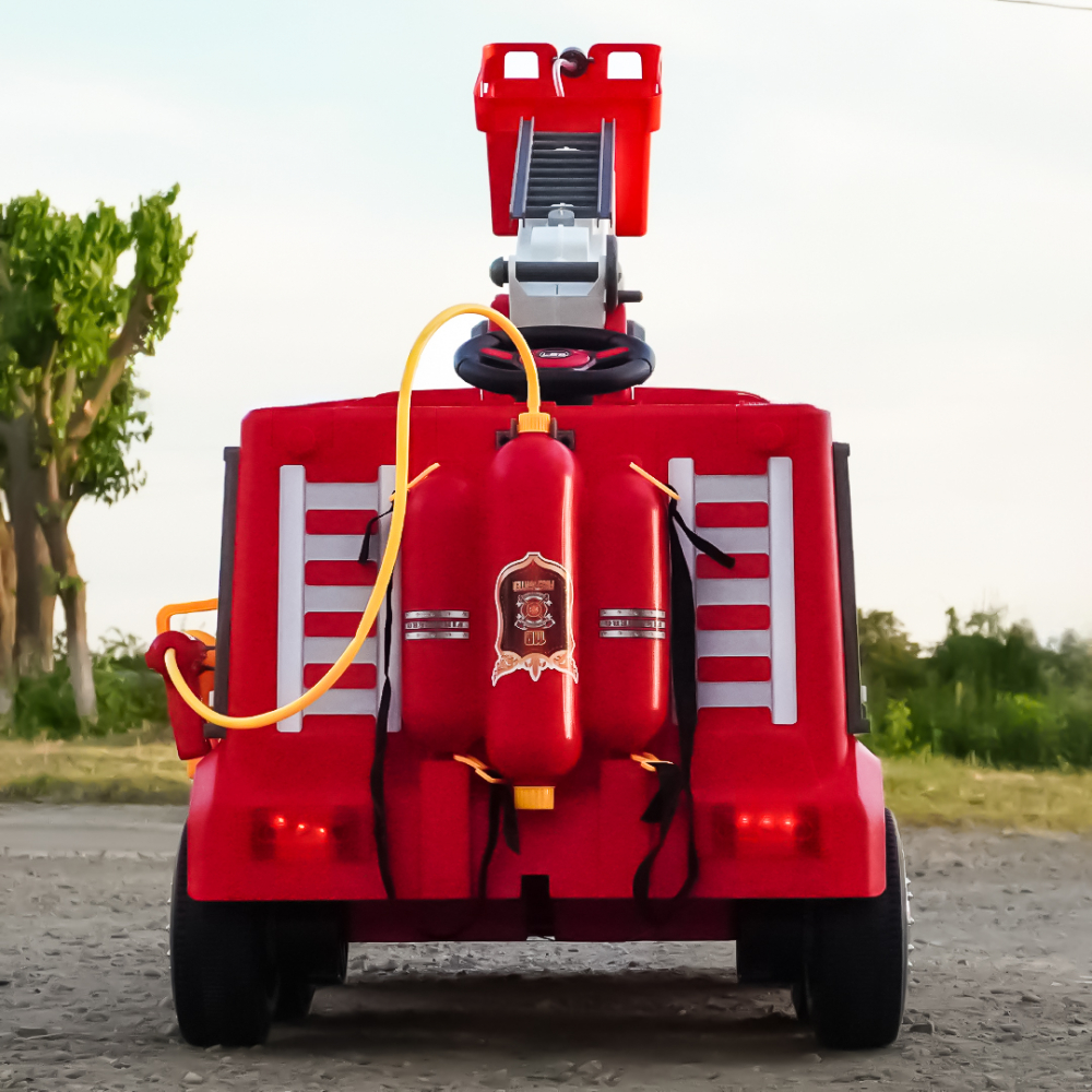 Electric ride-on Fire-Truck for children, remote control included, 140W, 12V battery, bluetooth, red [10]