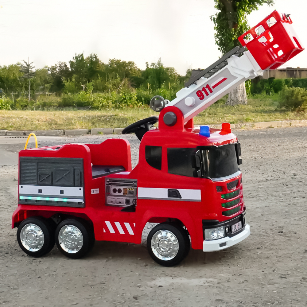 Electric ride-on Fire-Truck for children, remote control included, 140W, 12V battery, bluetooth, red [4]