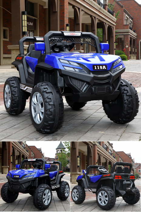 Children electric ride-on car BJF119A, 4x4, 120W, leather seat, blue [3]