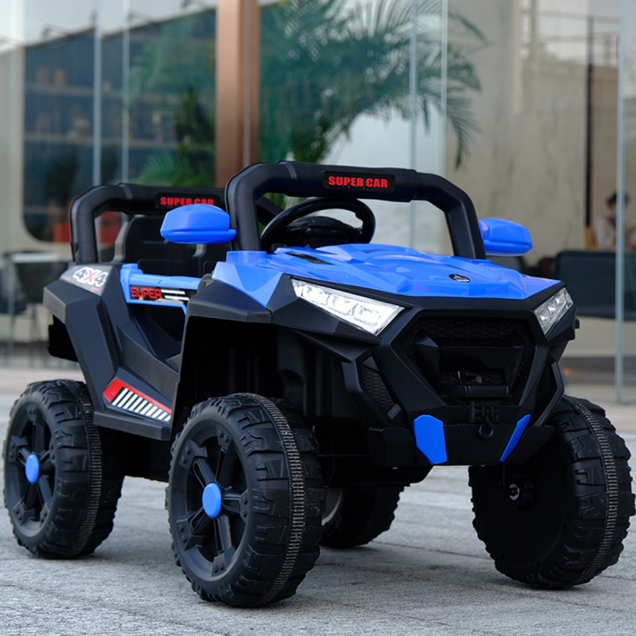 Ride-on electric car, SuperCar 4x4, 100W, 12V, leather seat, music player, blue [3]