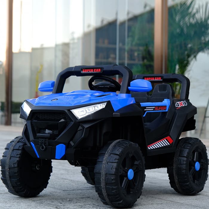 Ride-on electric car, SuperCar 4x4, 100W, 12V, leather seat, music player, blue [2]