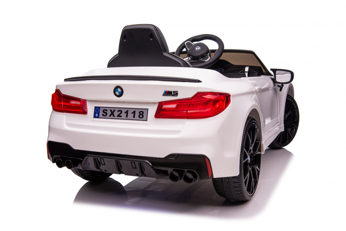 Masinuta electrica Bmw M5 Competition,12V, 90W, roti EVA, scaun tapitat,premium, alba [8]