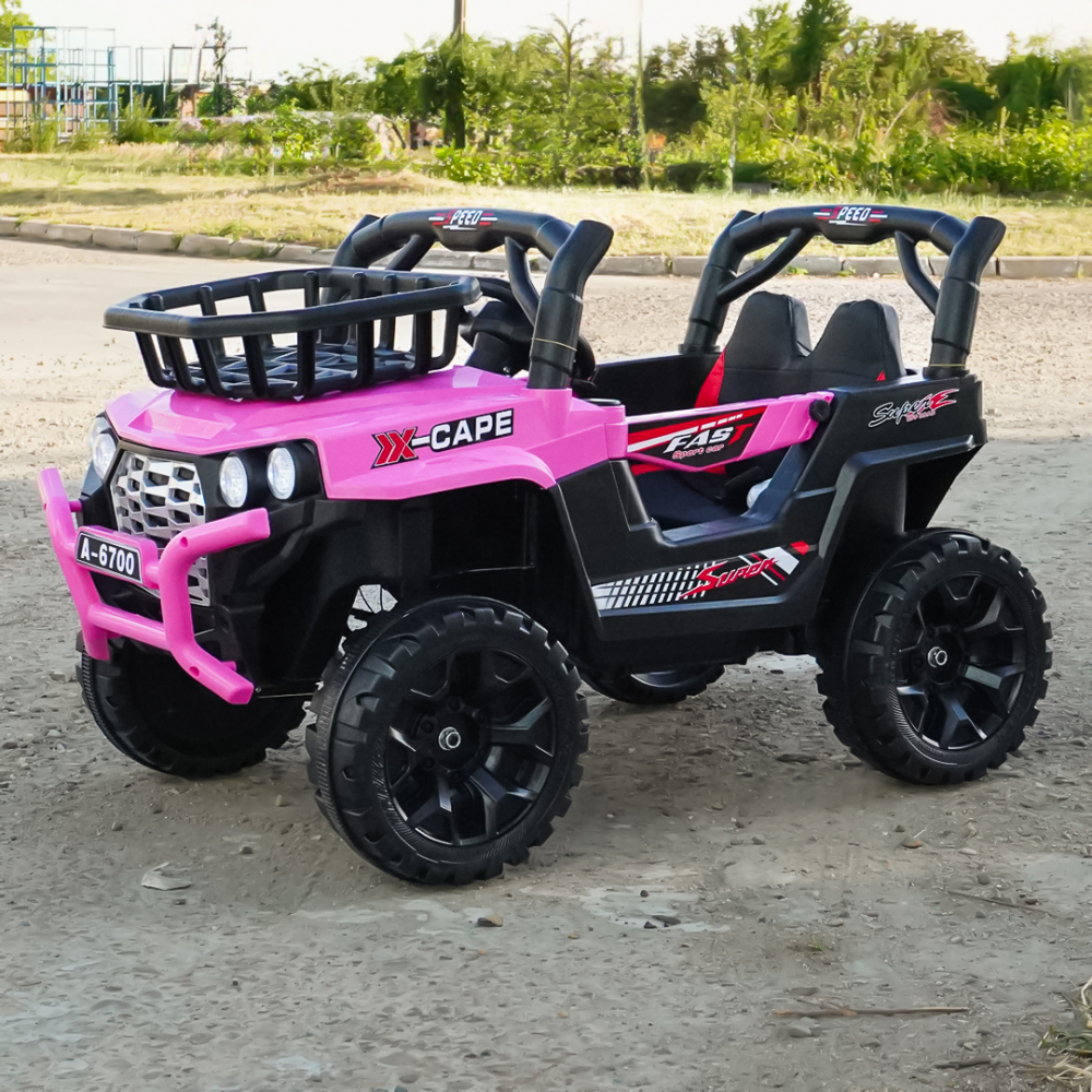 Masinuta electrica copii, 4x4, CAPE-X, 100W, 12V, scaun tapitat, roz [4]